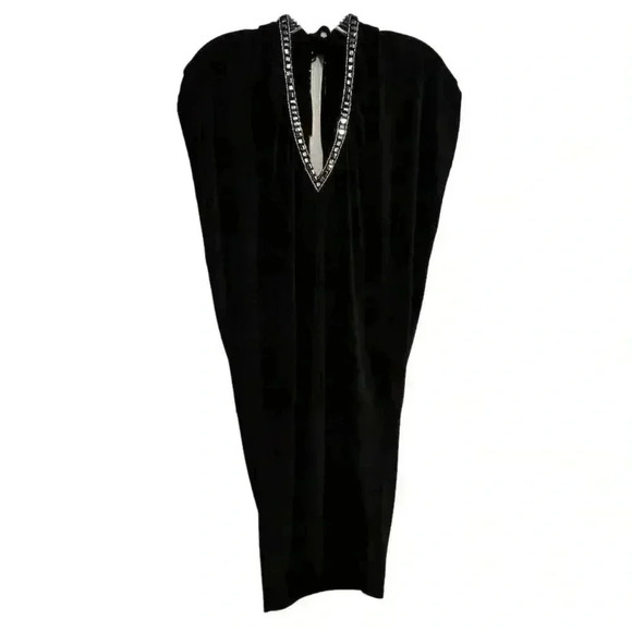 Moda International XS Black Sleeveless Dress Beaded Trim Party Cocktail - Picture 1 of 13